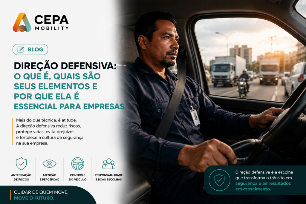 Entenda o que é direção defensiva, seus cinco elementos, as condições adversas e como essa prática ajuda empresas a reduzir riscos e acidentes.